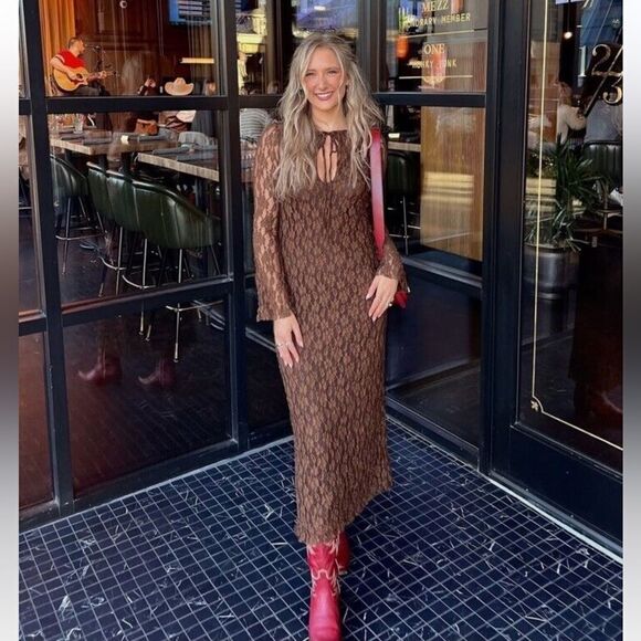 ZARA BOHO LONG LACE DRESS - Picture 6 of 16